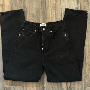 AGOLDE Black Distressed Mom Jeans